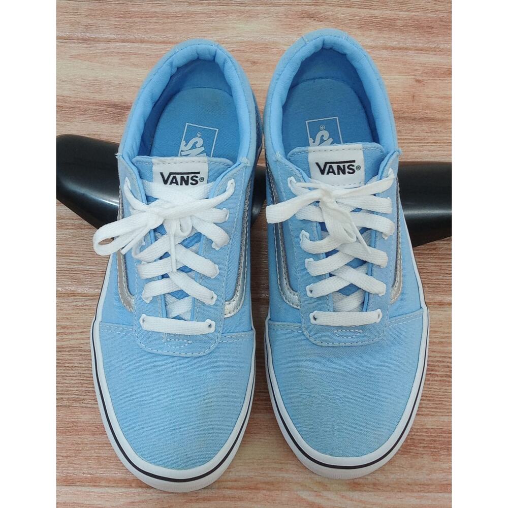 Vans Women's Shoes Ward Metallic Baby Blue/Silver Canvas Skate Size 5 - Picture 8 of 9